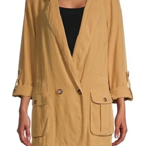 Free People Charly Blazer Dirty Chai Double Button NWT Size M - Picture 4 of 6
